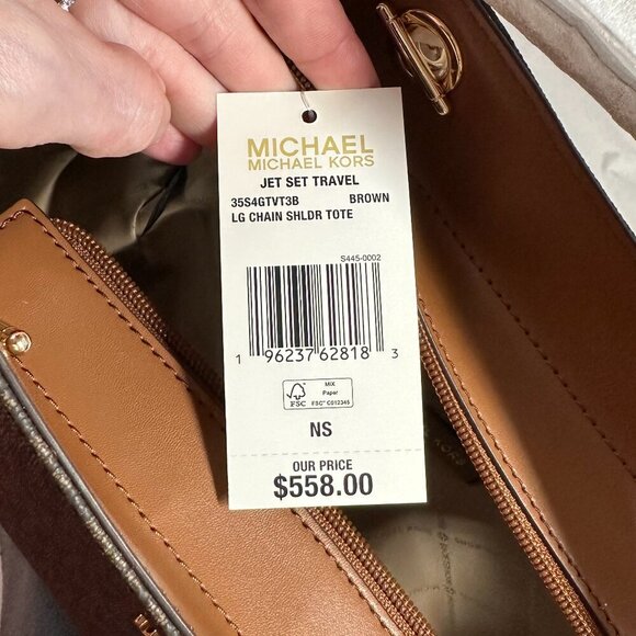 💼 MICHAEL KORS JET SET LARGE SIGNATURE LOGO SHOULDER BAG - BRAND NWT 💼 - Picture 10 of 12